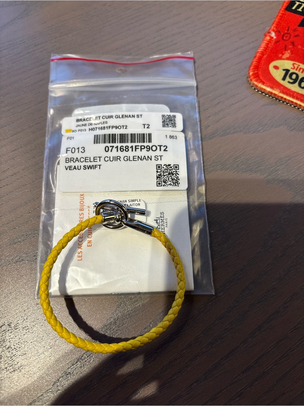 Hermes Yellow Braided Leather Bracelet with Silver Hardware
